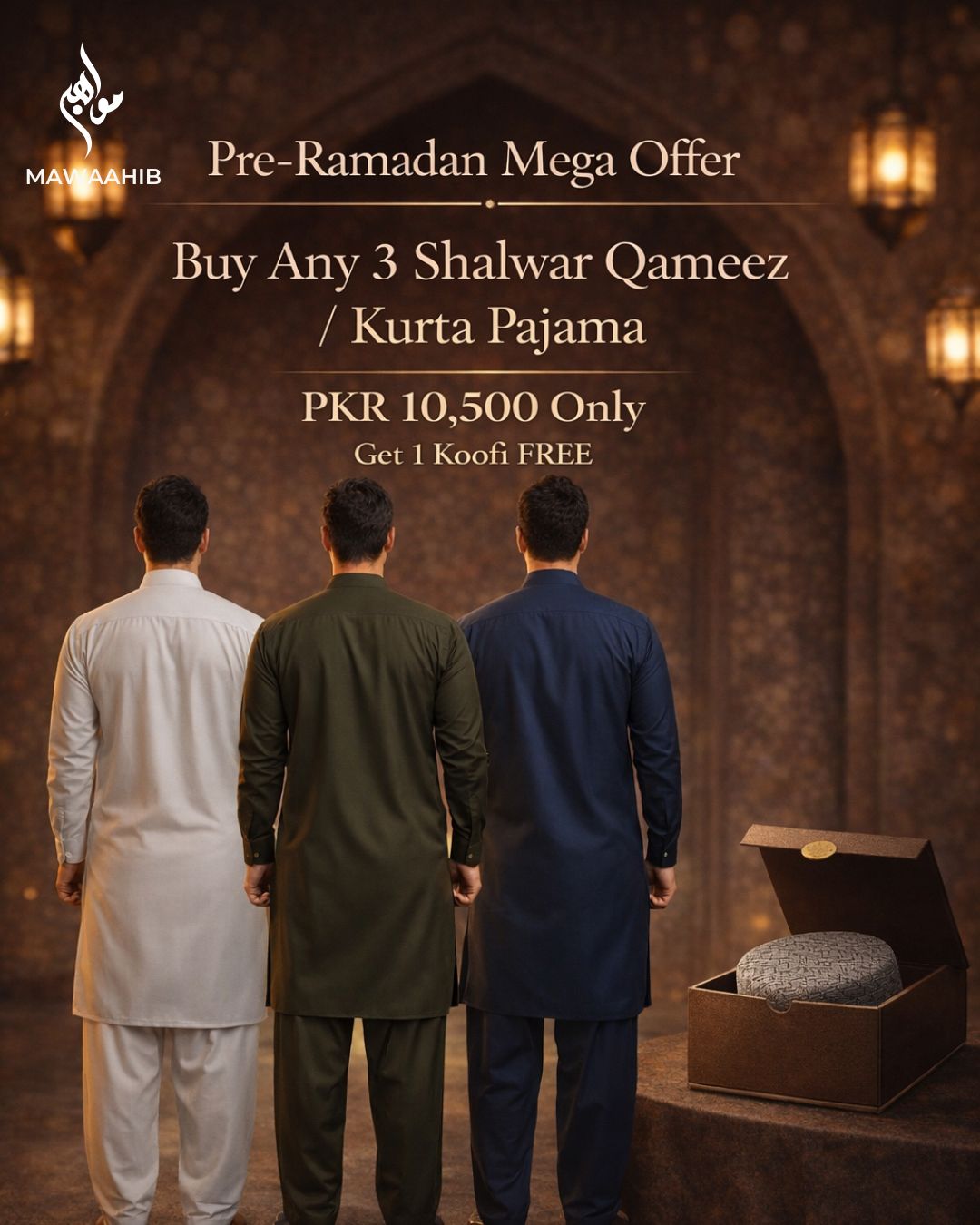 Deal 4 - Buy 3 Kurta Shalwar / Kurta Pajama + 1 Koofi