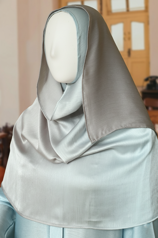 Ferozi Tye n Dye Abaya by Mawaahib – Crinkle Silk, bold & light dual-shade design with matching dupatt