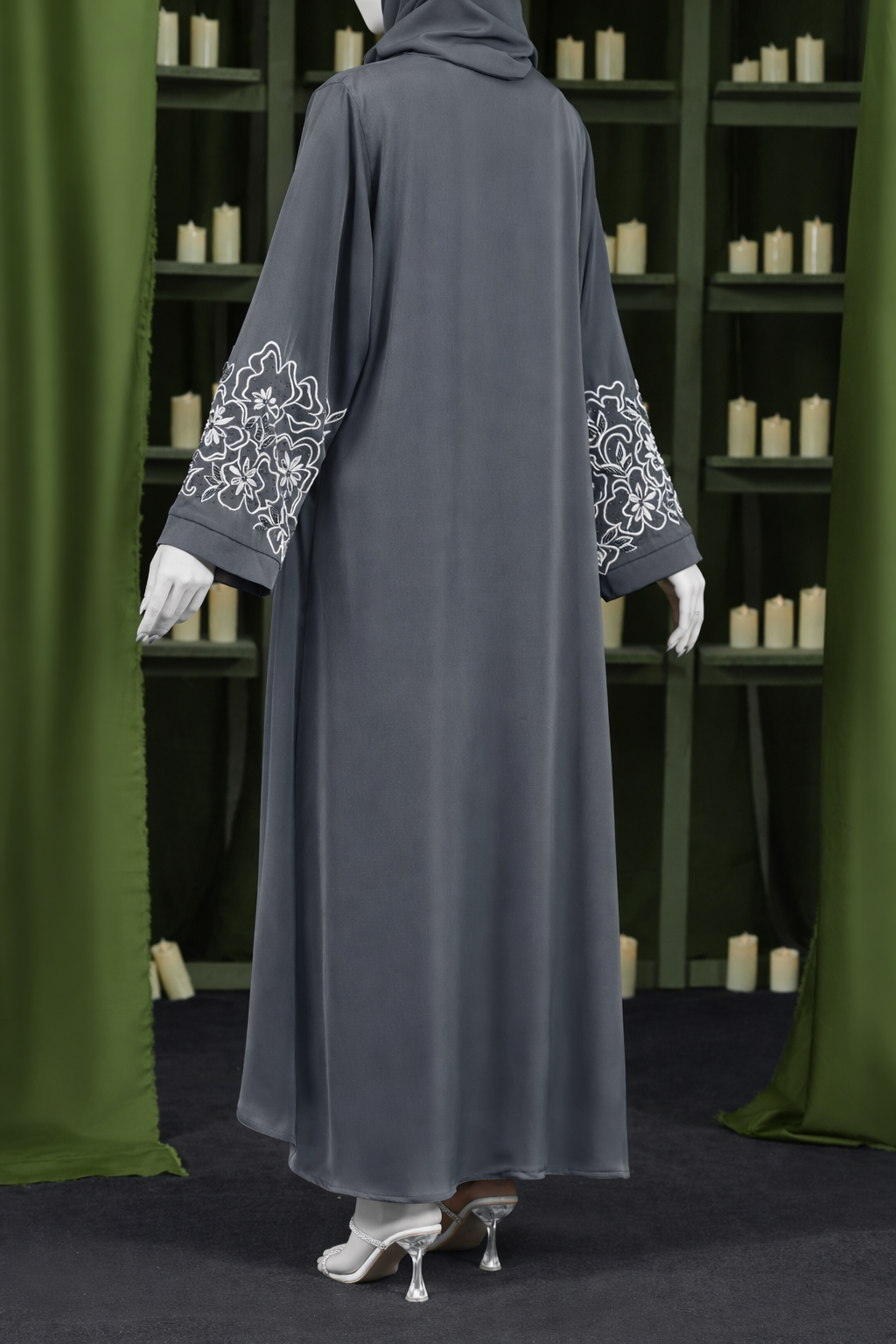 Grey Nida Abaya for Women with Matching Dupatta – Modest Full-Length Dress, Elegant Daily and Formal Wear, Comfortable Fit in Multiple Sizes