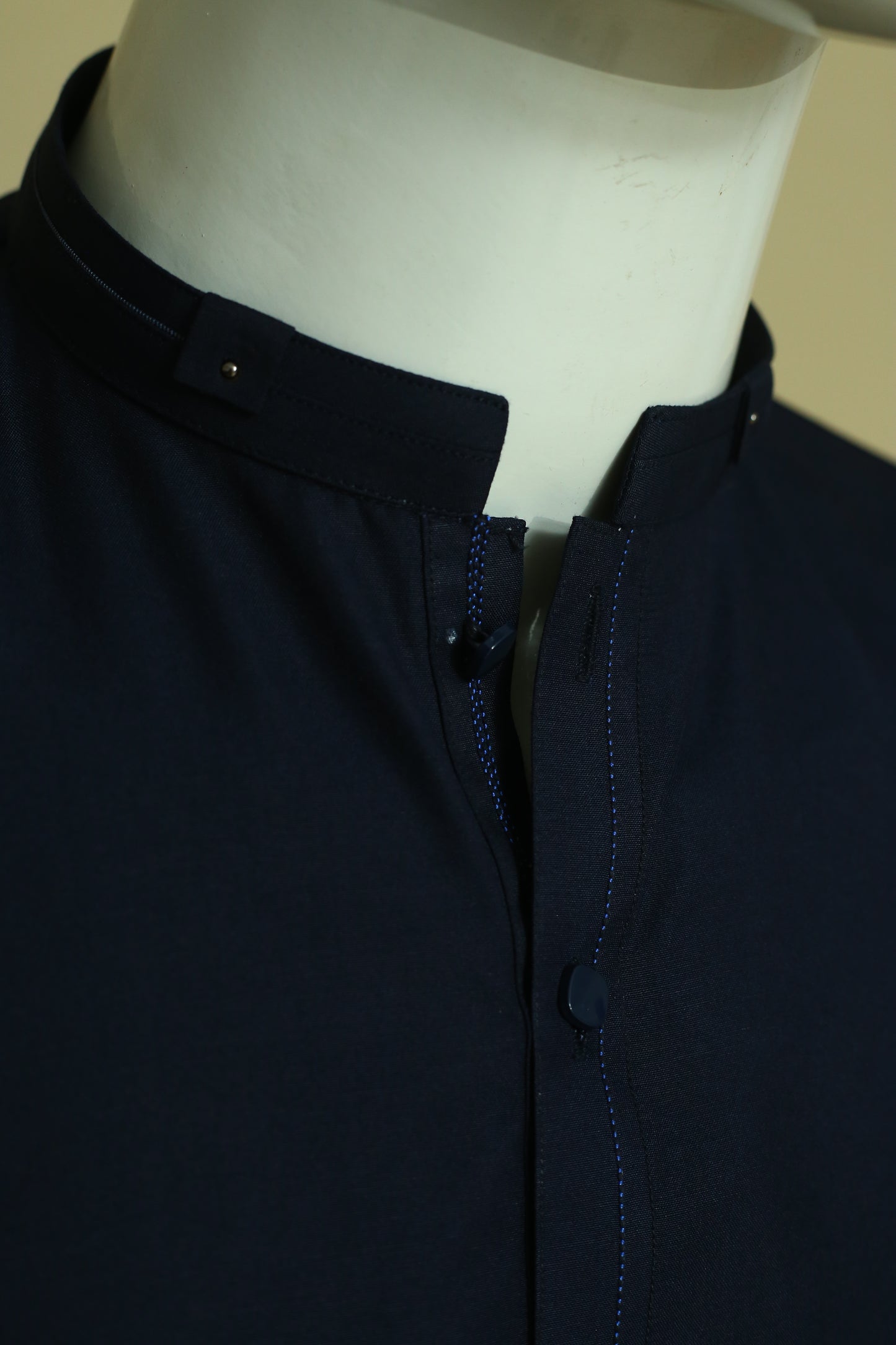 Navy Blue Kurta Pajama by Mawaahib front, wash n wear fabric, kurta aasteen