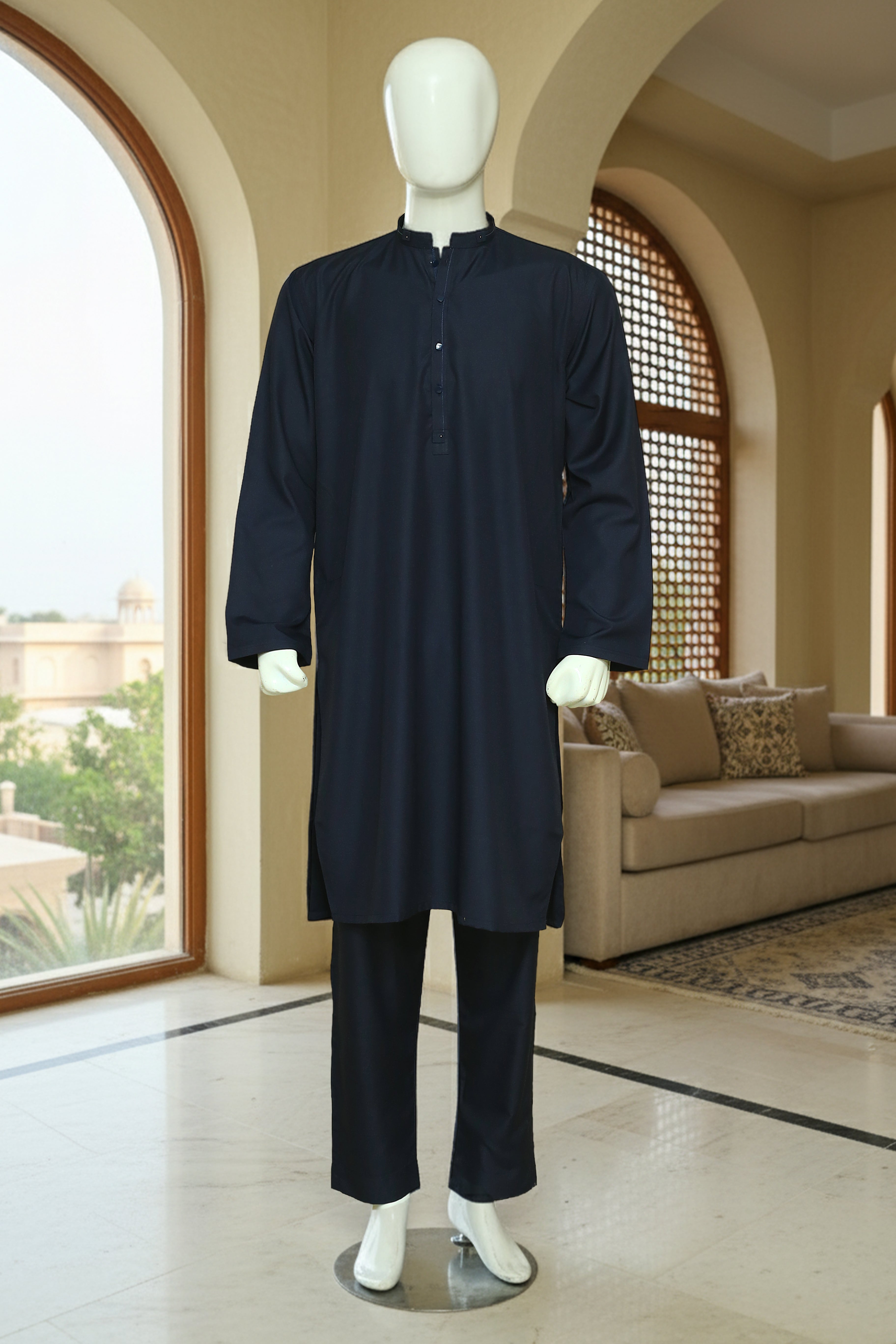 Navy Blue Kurat Pajama Wash n Wear | Mawaahib – Mawaahib