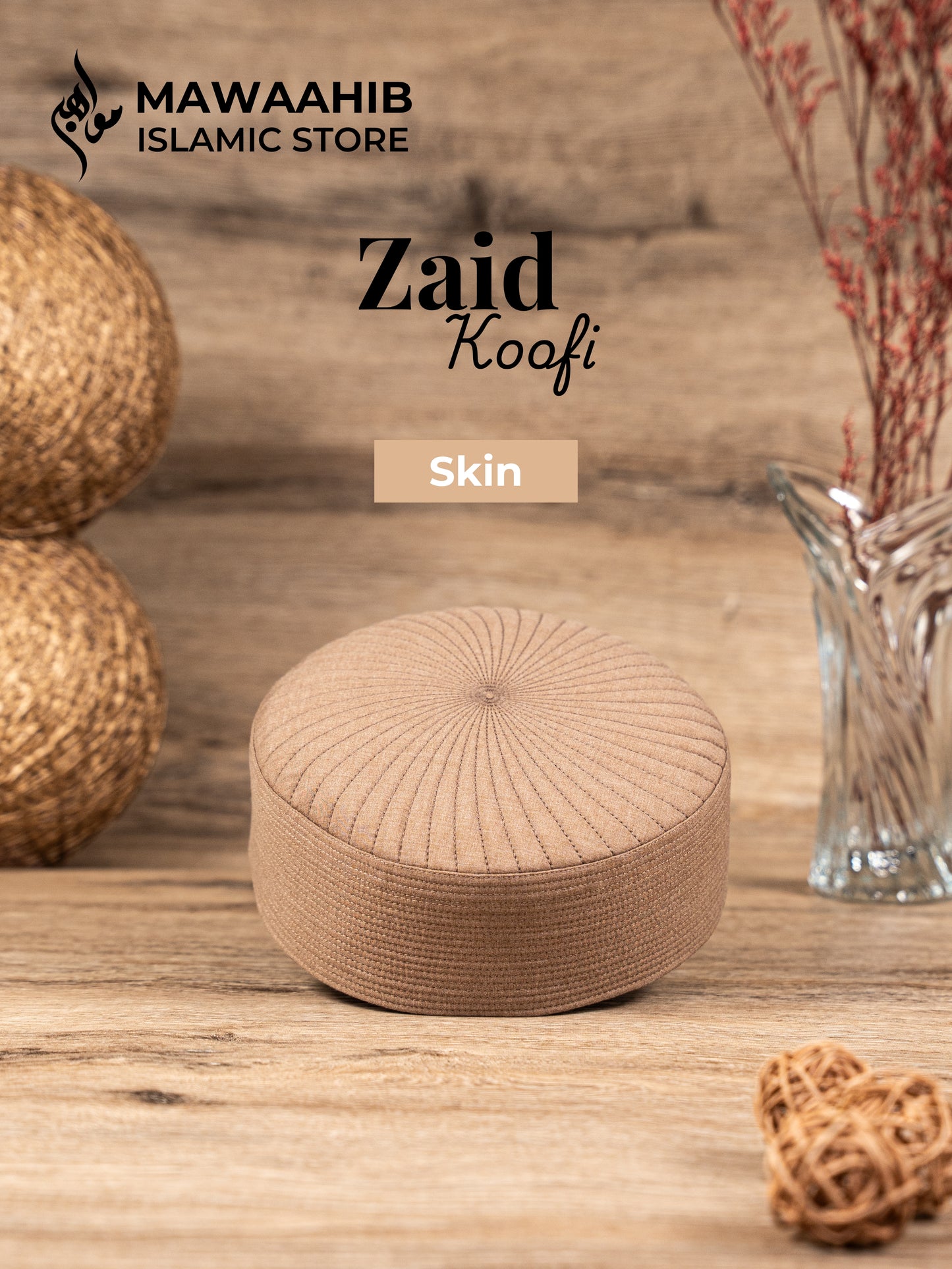 Skin Zaid Koofi by Mawaahib – Premium stitched Islamic cap, elegant texture