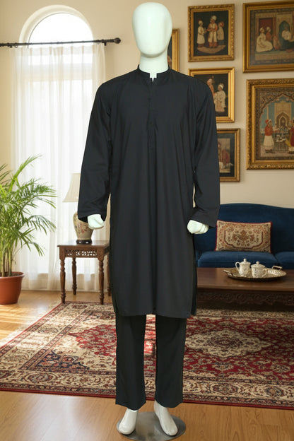 Grey Plain Kurta Pajama by Mawaahib – Wash n wear fabric, minimalist design, kurta aasteen