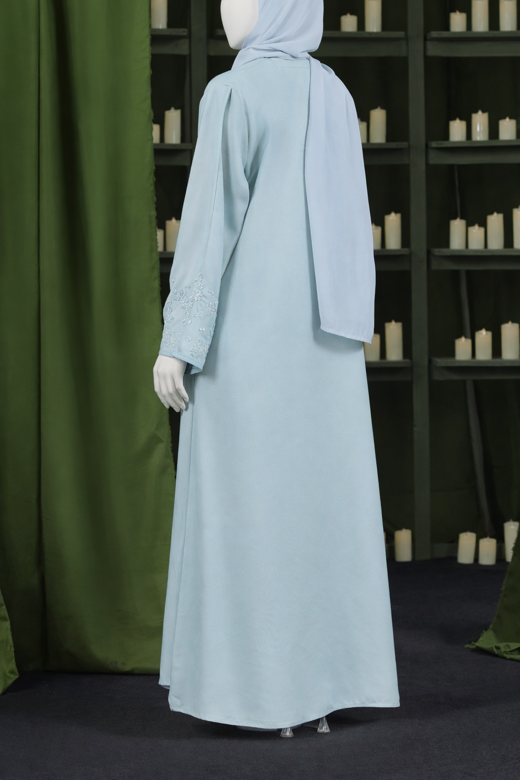 Sky Blue Nida Fabric Abaya with Matching Dupatta – Elegant Modest Dress for Women, Daily and Formal Wear, Comfortable Fit, Available in Multiple Sizes and Lengths