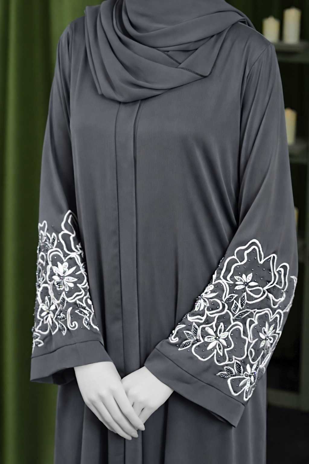 Grey Nida Abaya for Women with Matching Dupatta – Modest Full-Length Dress, Elegant Daily and Formal Wear, Comfortable Fit in Multiple Sizes