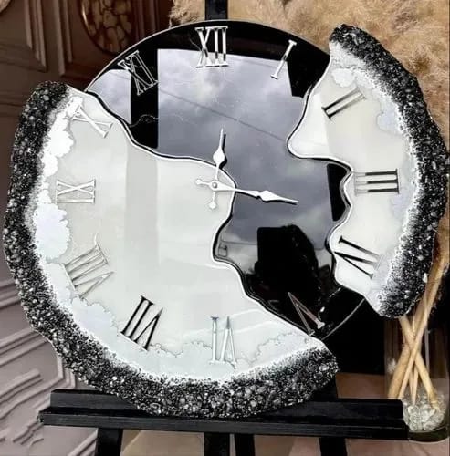 Broken Art Resin Clock